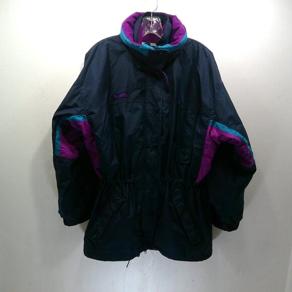 Vintage Columbia Retro Ski Jacket - Longs Peak Size M | Navy Purple Teal - Picture 3 of 12